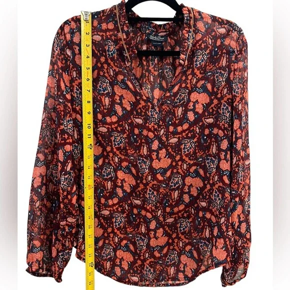 Lucky Brand Boho Sheer Patterned Long-Sleeve Top Size M - Picture 4 of 7